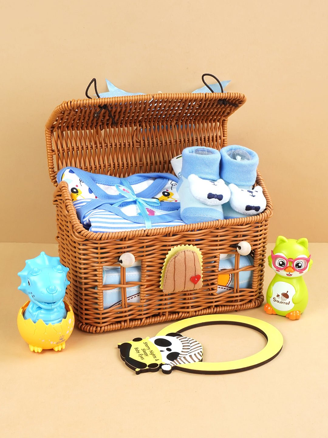 Blessed Home Pink Cotton 15 PCS Newborn Baby Girl Gift Box With Basket
