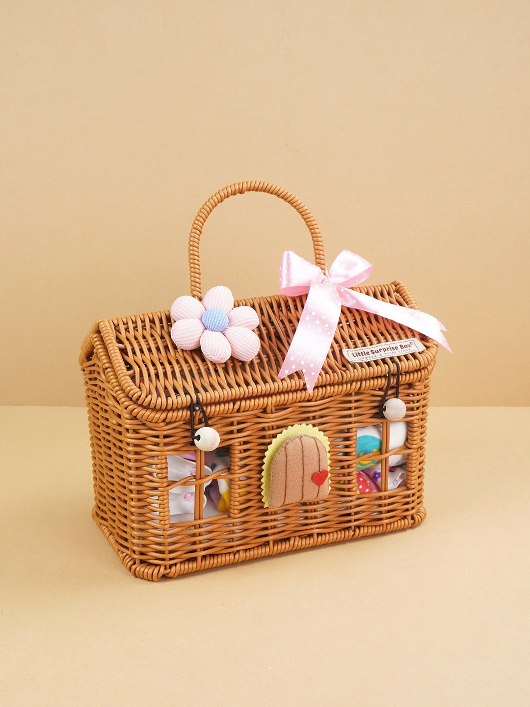 Blessed Home Pink Cotton 15 PCS Newborn Baby Girl Gift Box With Basket