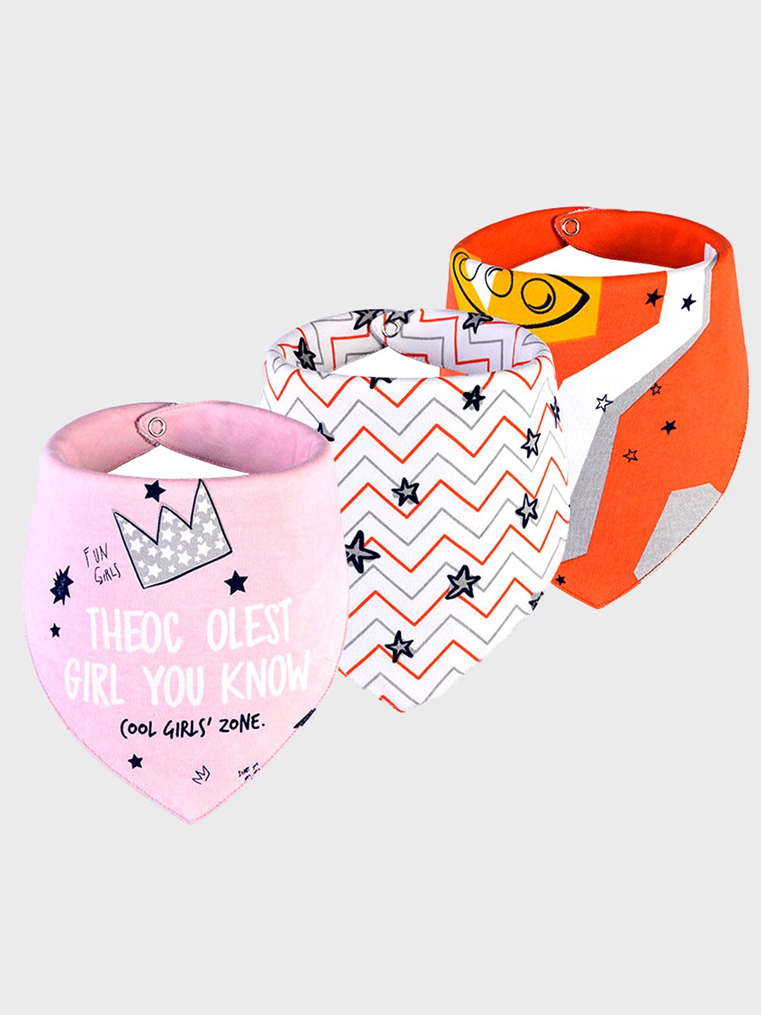 Cactus Print 3 Pc Premium Adjustable Snap Button Bibs For Babies