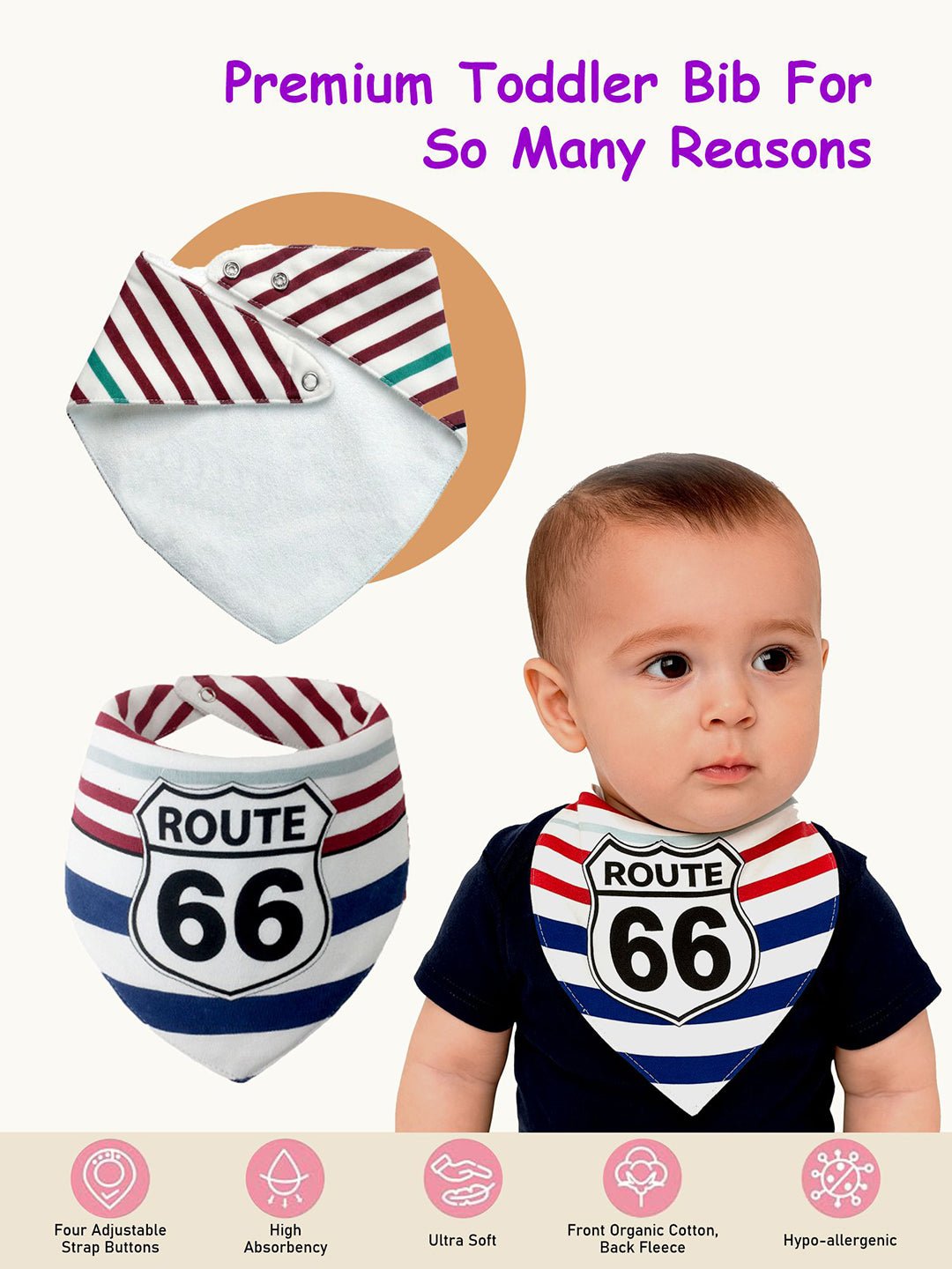 Cactus Print 3 Pc Premium Adjustable Snap Button Bibs For Babies