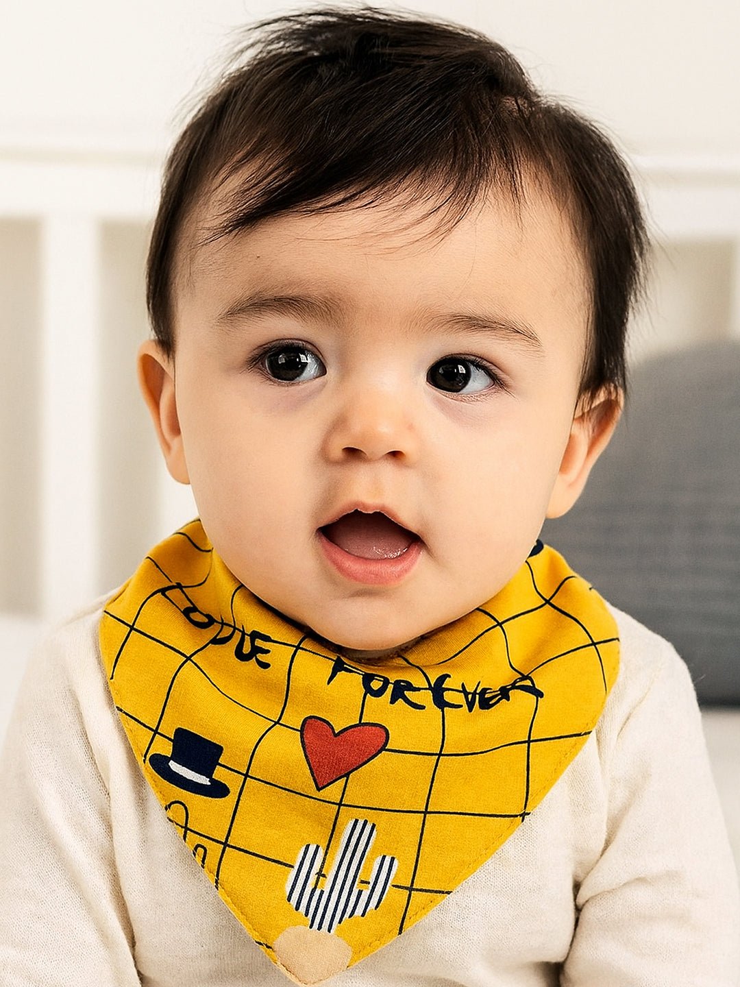 Cactus Print 3 Pc Premium Adjustable Snap Button Bibs For Babies