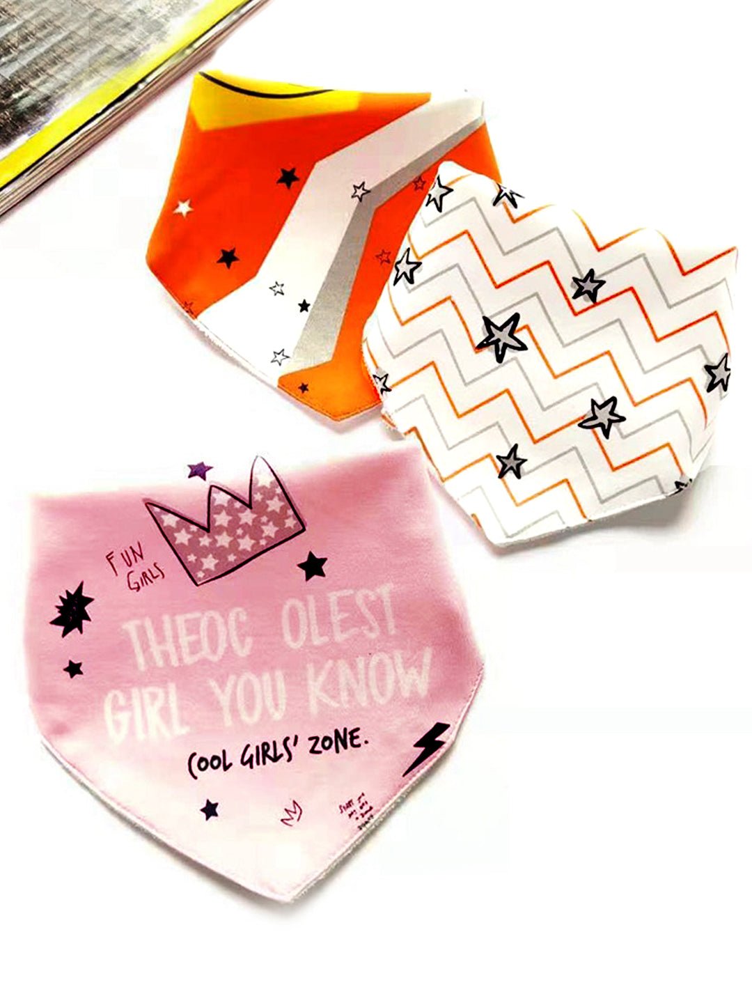 Cactus Print 3 Pc Premium Adjustable Snap Button Bibs For Babies