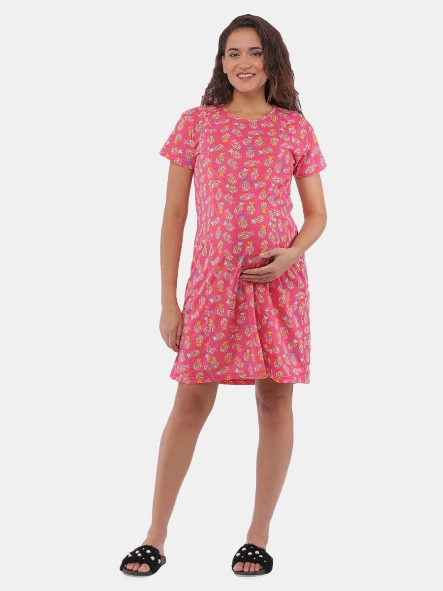 Lookin' Pine Maternity and Nursing T-Shirt Dress Blue