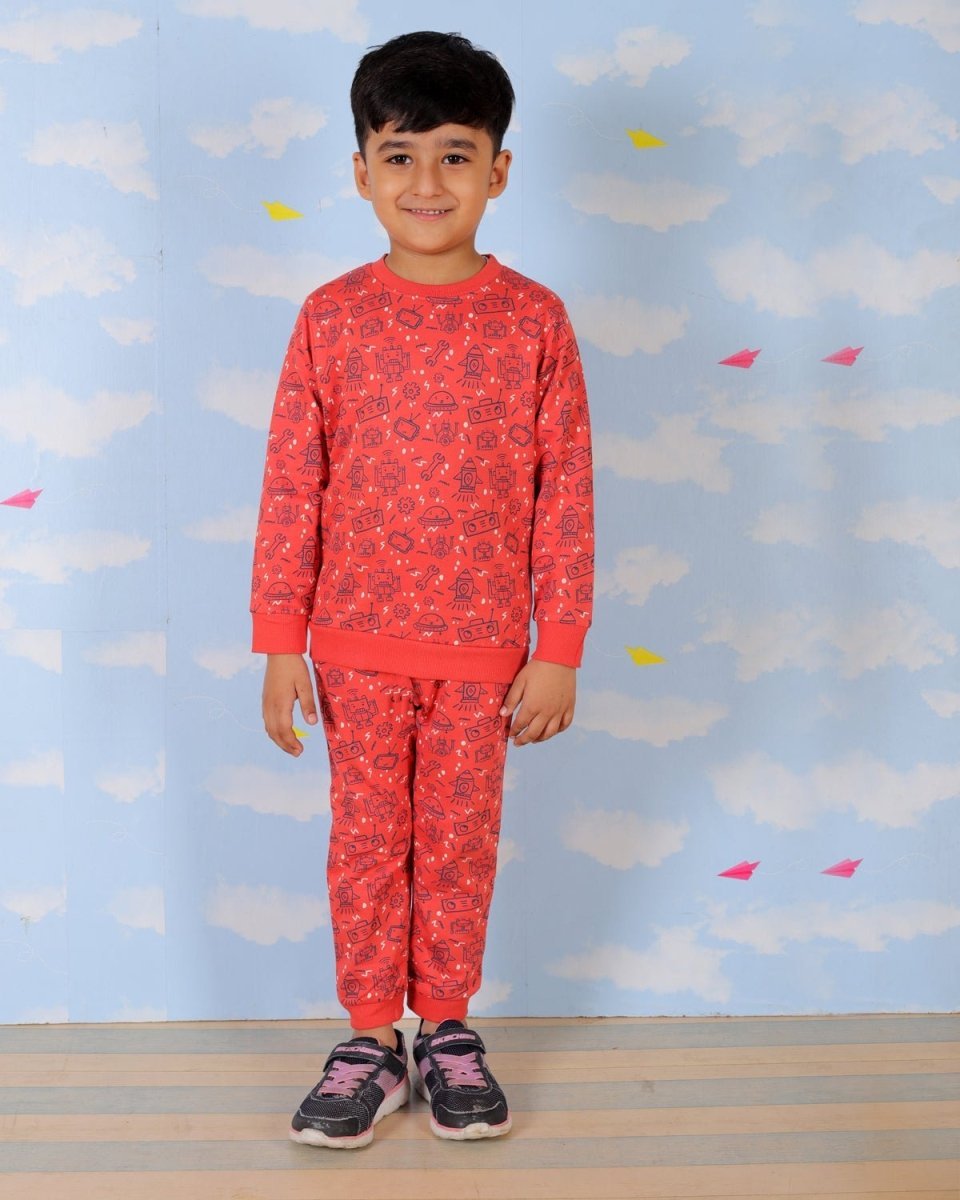 Red Machine Man Robot Jogger Set For Boys