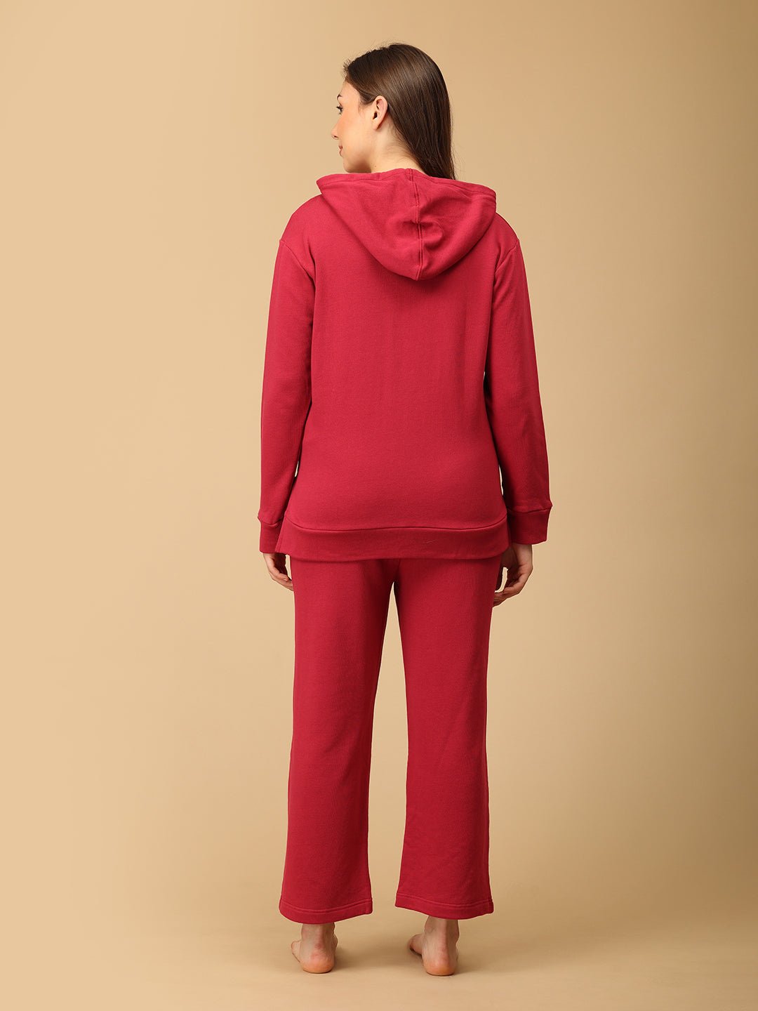 Magenta Blossom Maternity and Nursing Hoodie Pajama Set Magenta