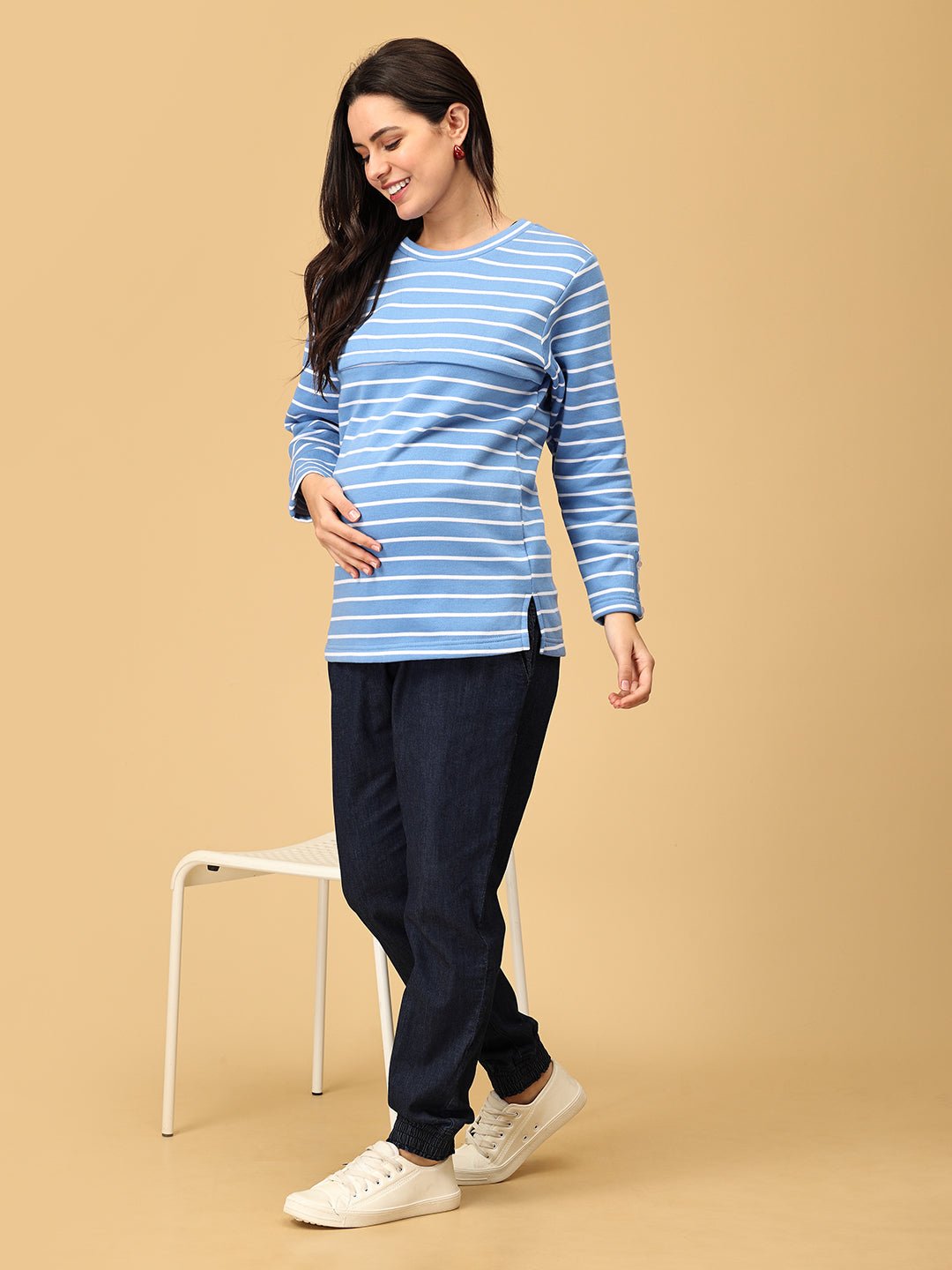 Maritime Muse Maternity and Nursing Sweatshirt Blue