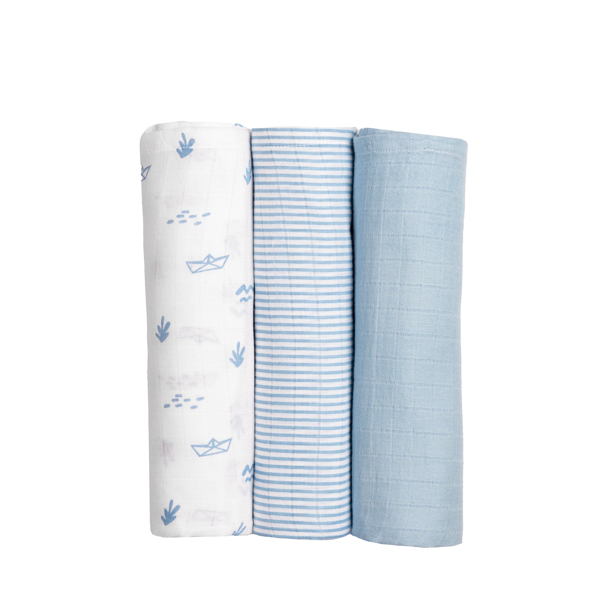 Blue Sea Breeze 3 PC Kids Organic Muslin Swaddles Set