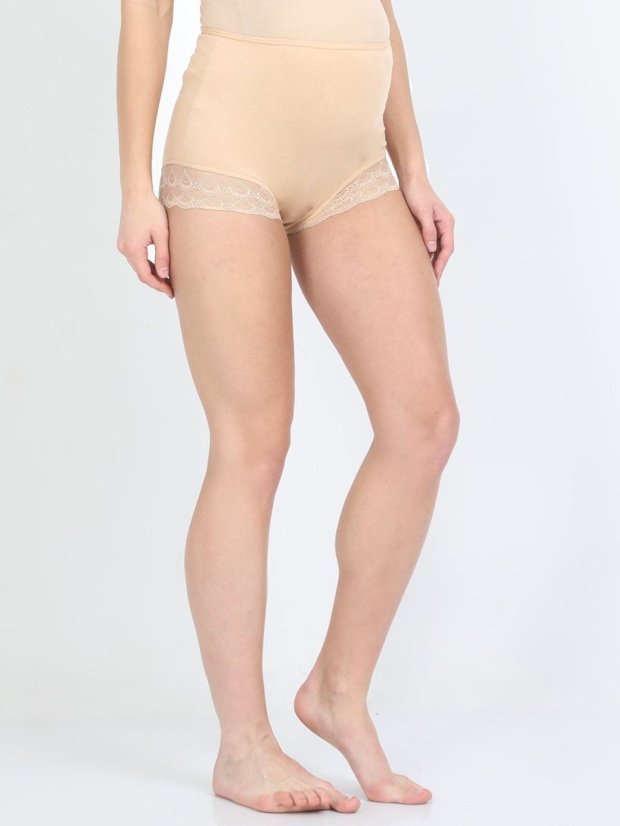 Maternity Over Belly High Waist Lace Panty Beige