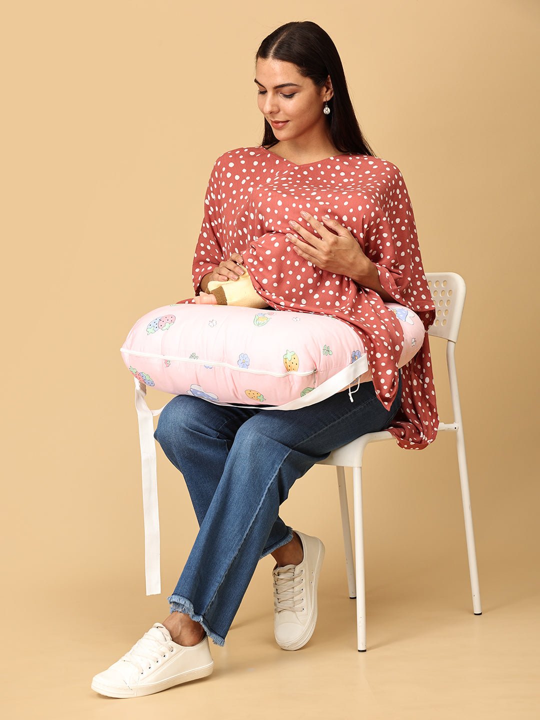 Mauve Spots Nursing Cover and Top Cotton Blend Poncho