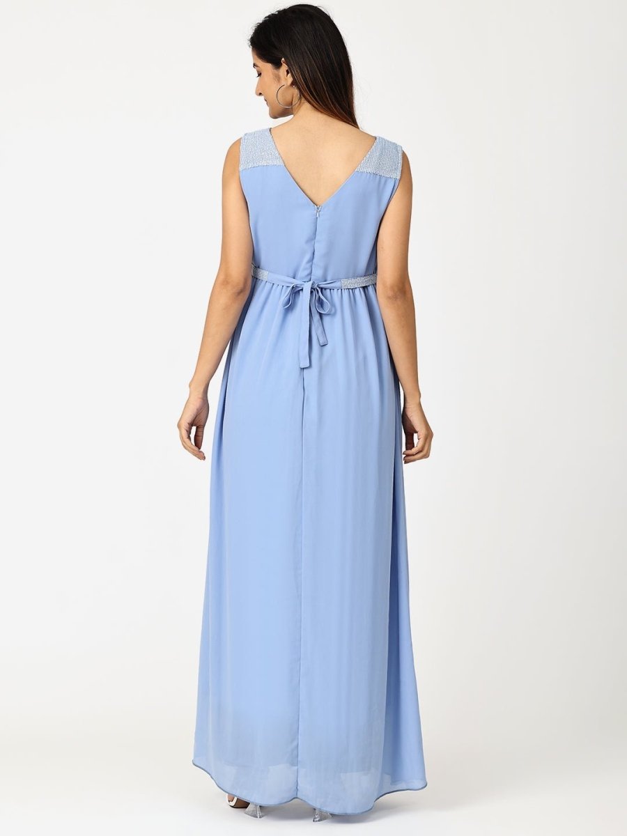 Maya Blue with Sequins Maternity Gown Blue