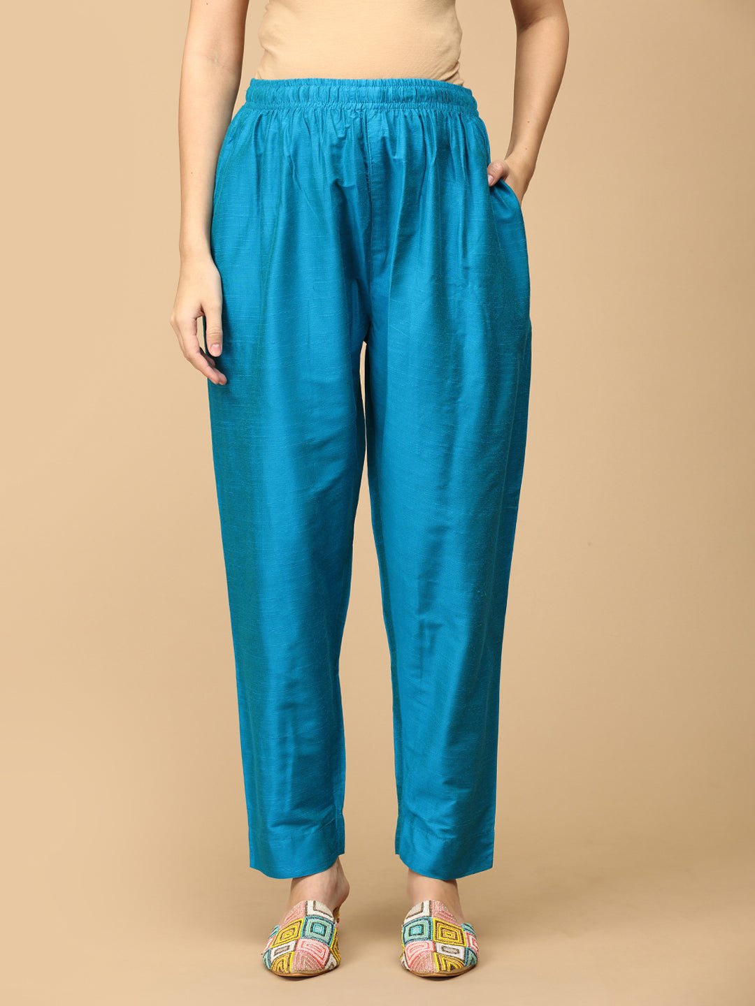 Mermaid Moment Embroidered Maternity and Nursing Silk Kurta Set Aqua Blue