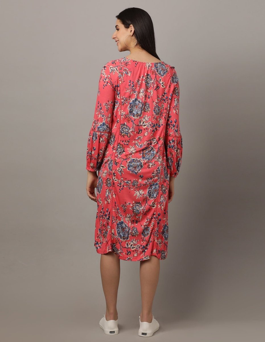 Miami Pink Lace Maternity and Nursing Dress Pink