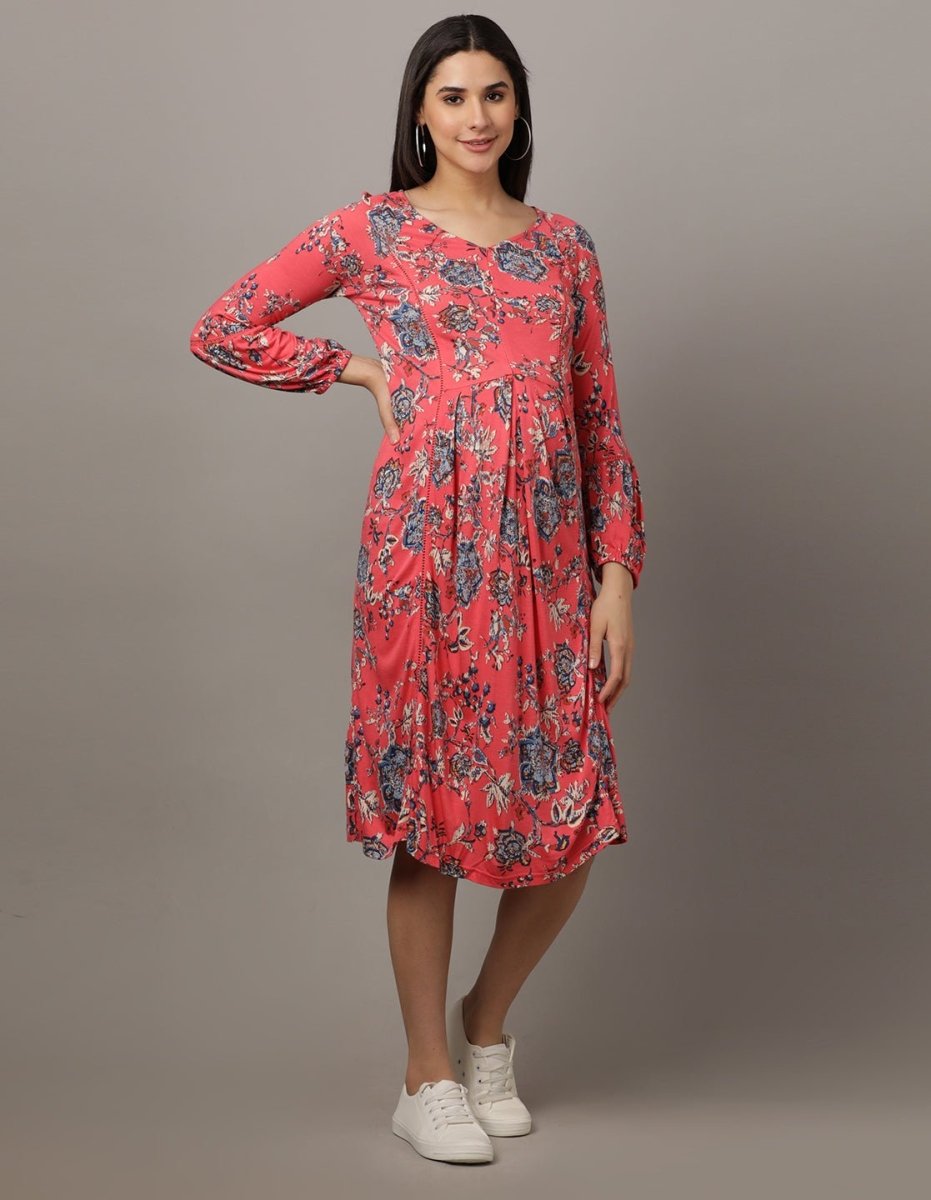 Miami Pink Lace Maternity and Nursing Dress Pink