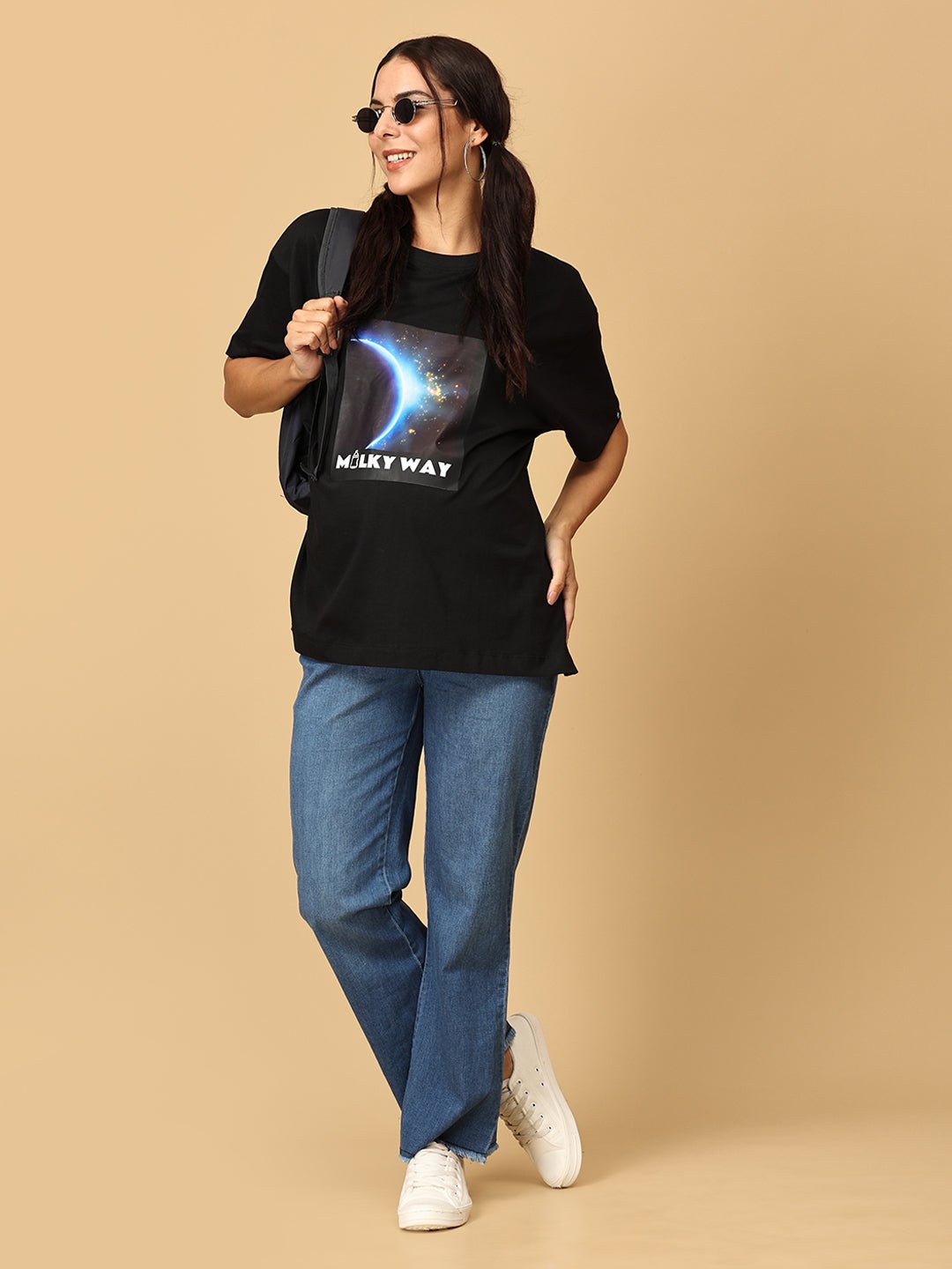 Milky Way Oversized Maternity and Nursing T shirt Black