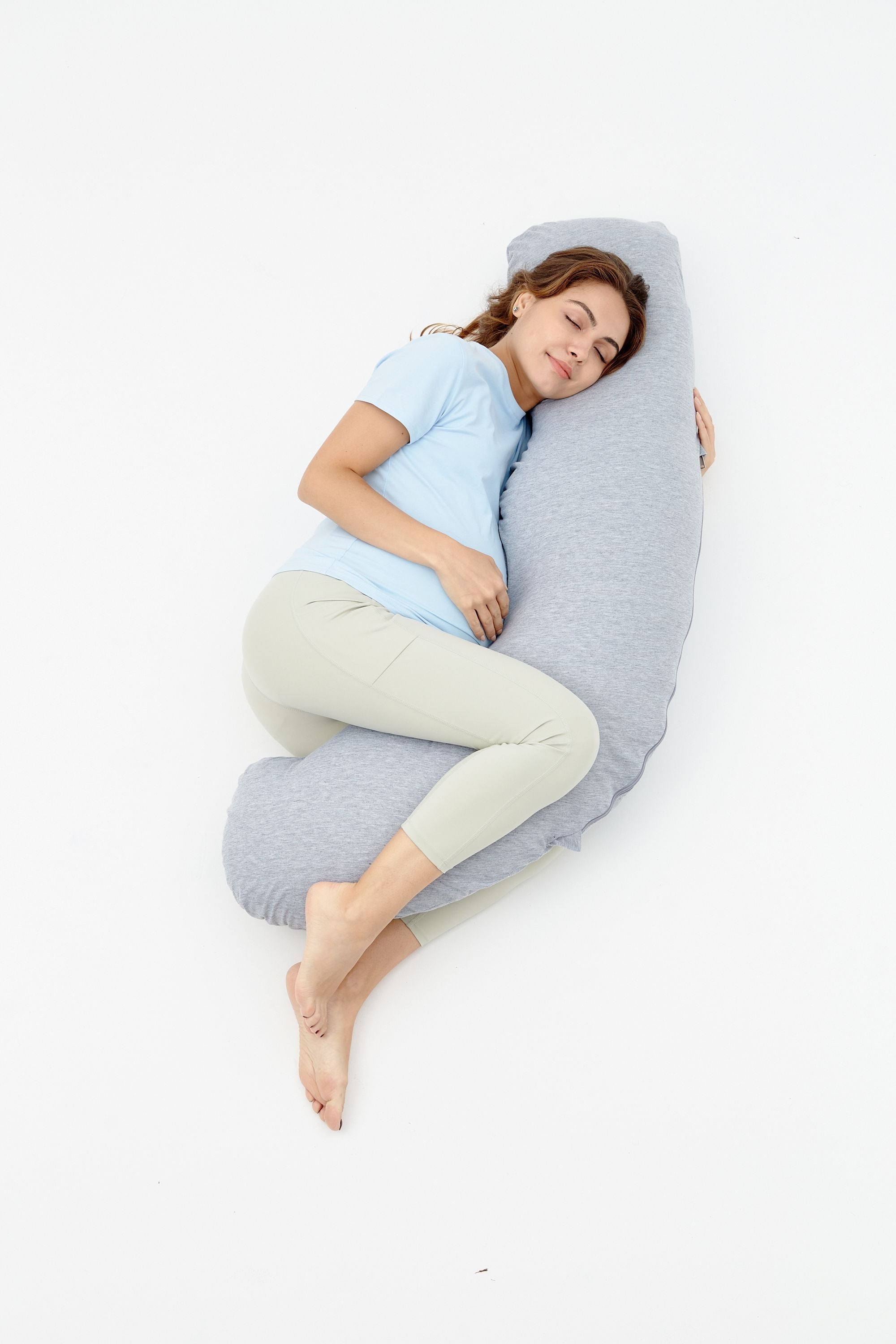 Momcozy Maternity Accessory J Shaped Maternity Body Pillow Grey