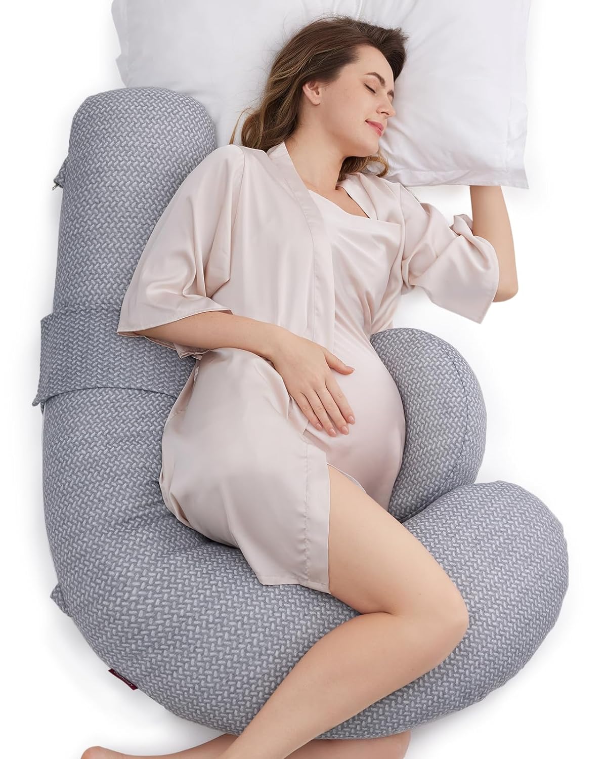 Momcozy Original F Shaped Adjustable Maternity Pillow Grey