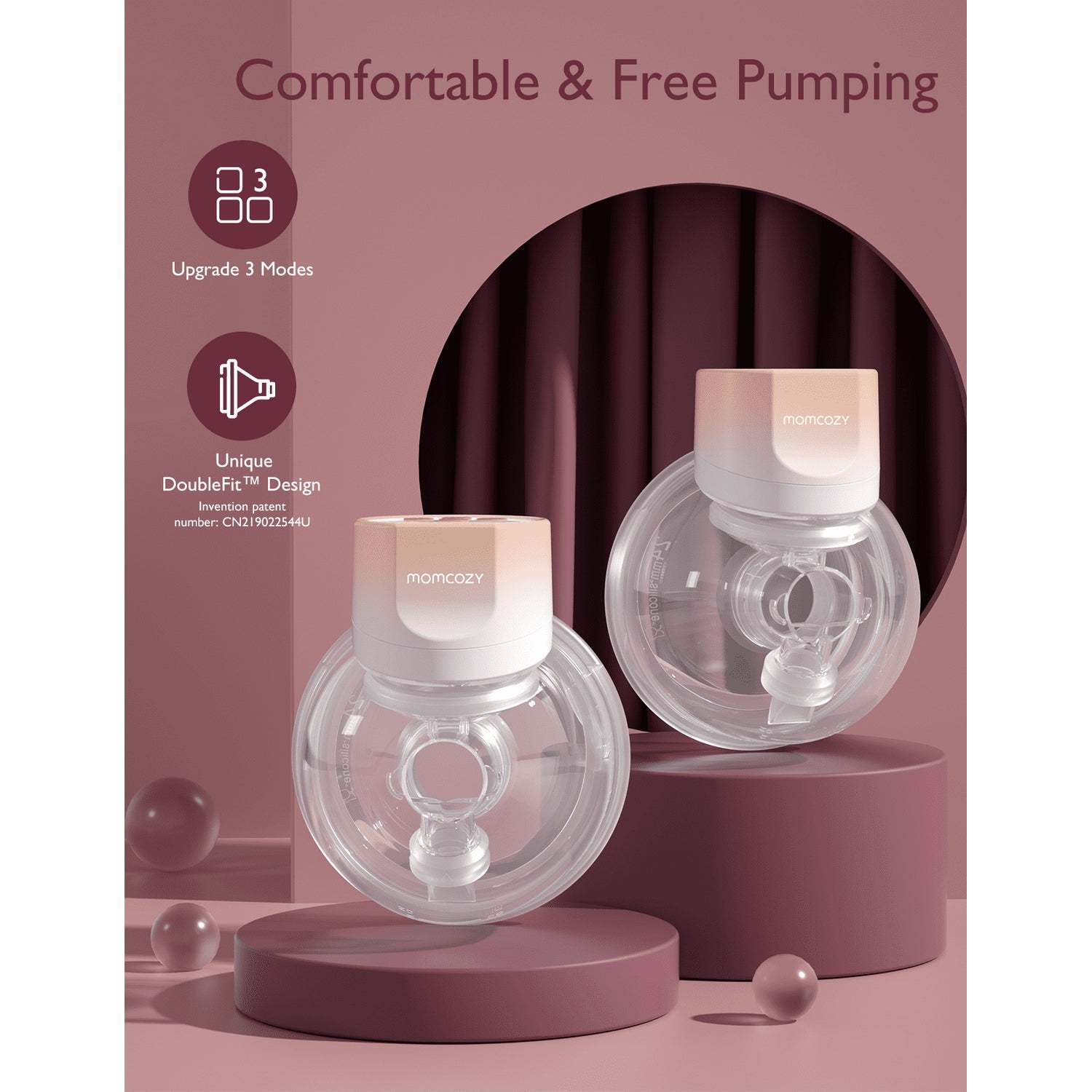 Momcozy S12 Pro Double Wearable Breast Pump Pink 180ml 0.53lb