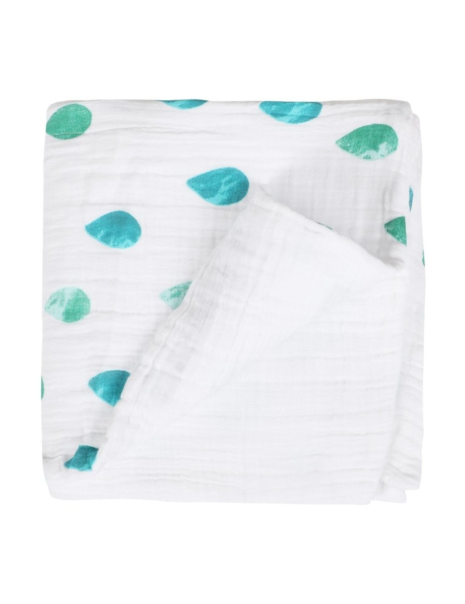 White Raindrops Muslin 6 Layer Cotton Dohar Blanket For Kids