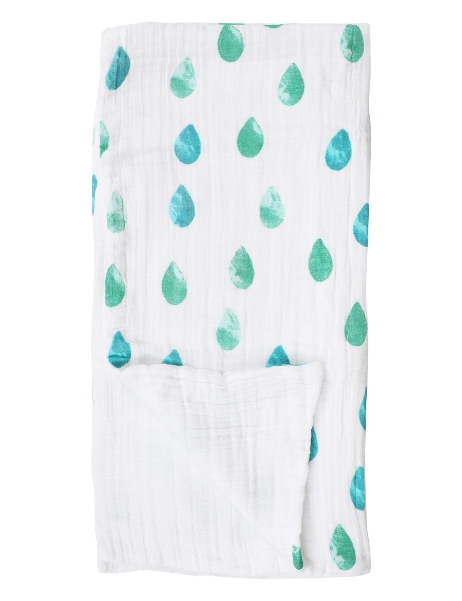 White Raindrops Muslin 6 Layer Cotton Dohar Blanket For Kids
