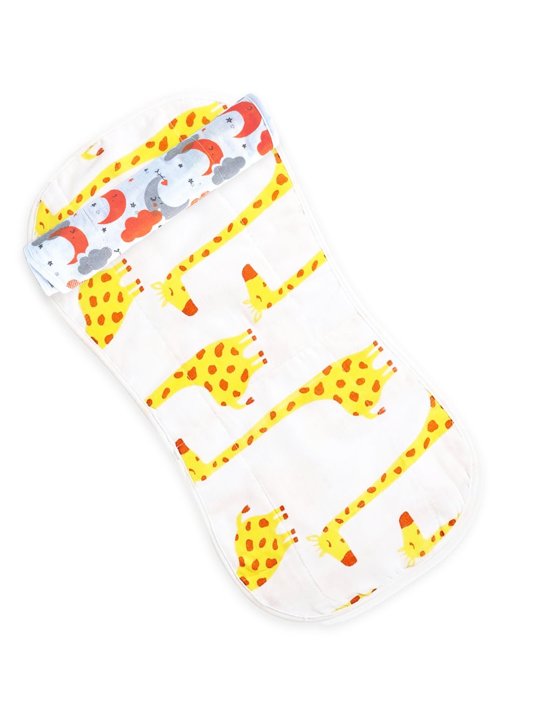 Moon Kid-Tall As A Giraffe 100% Cotton Muslin Burp Cloth Combo Of 2 For Babies