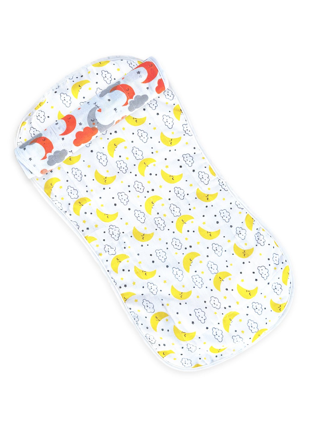 Moon And Stars Cotton Muslin 2 Pcs Burp Cloth Set For Babies