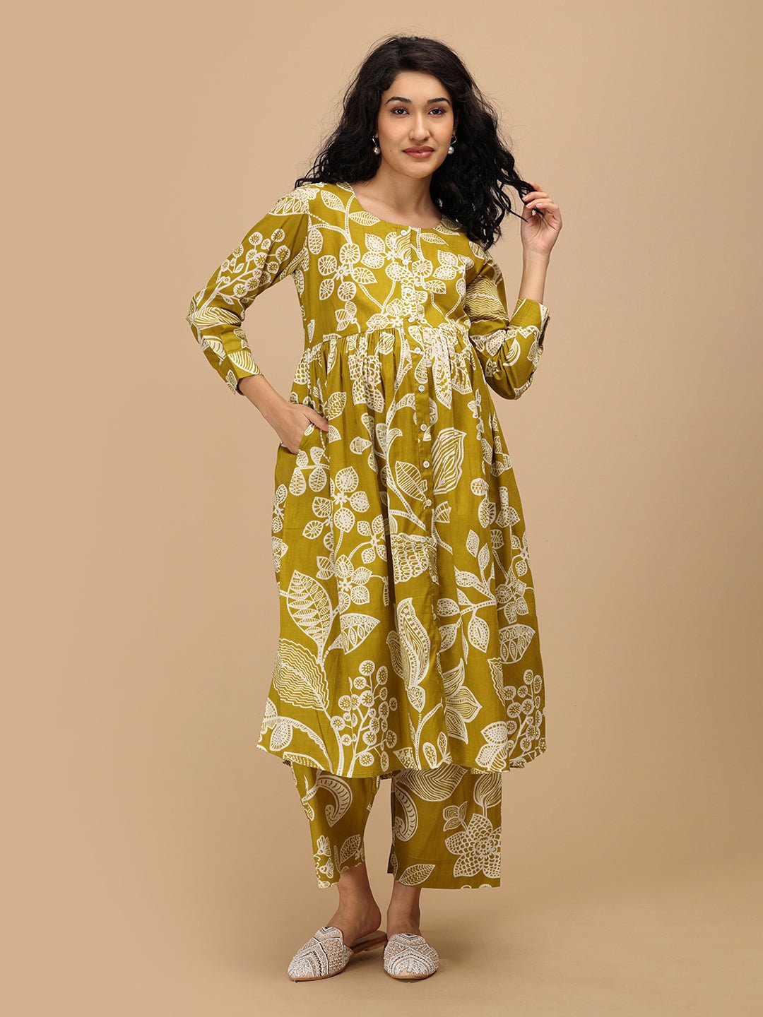 Mustard-ly Magical Nursing and Maternity Anarkali Kurta Set Mustard