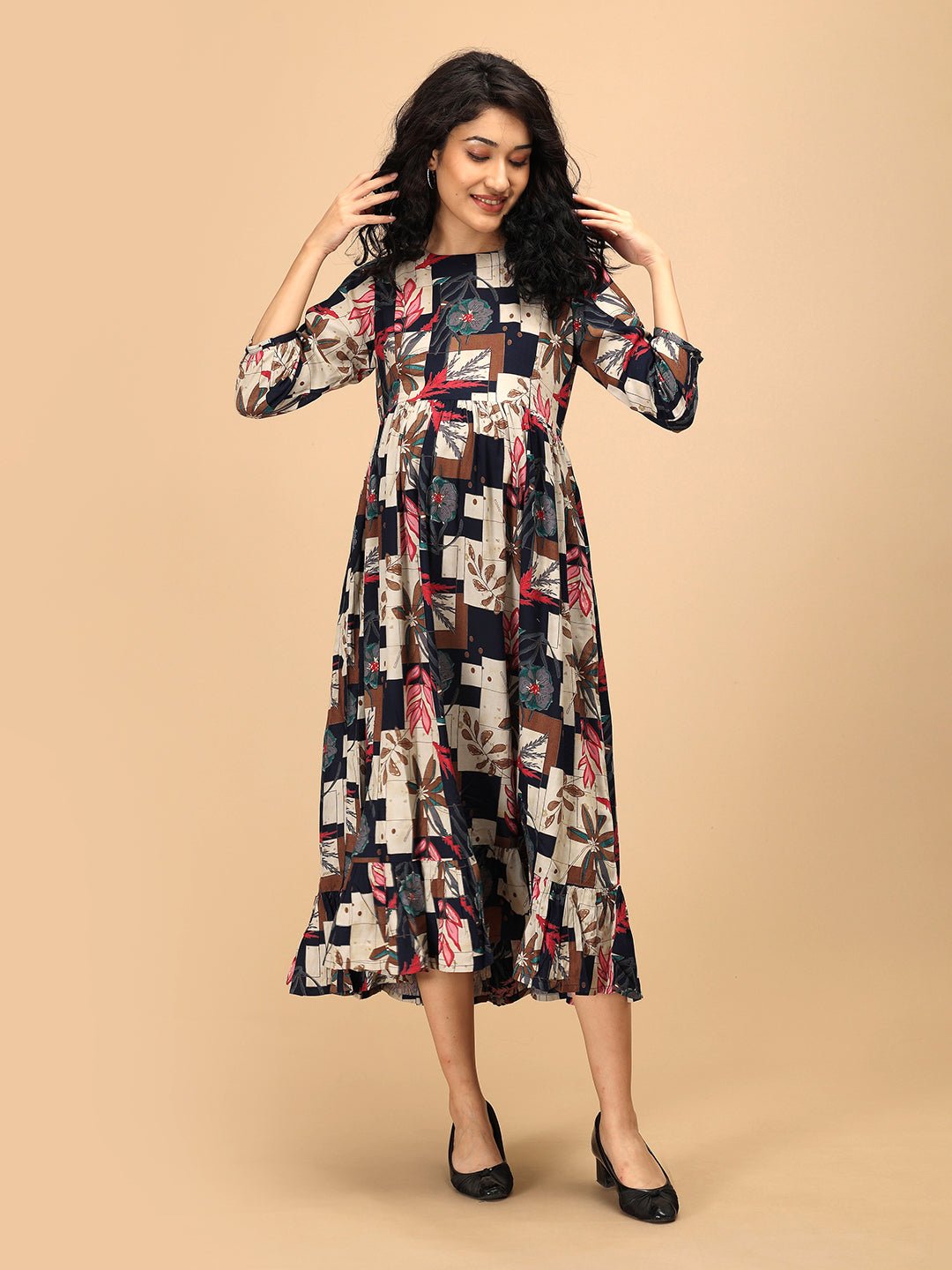 Muted Muse Maternity and Nursing Dress Multi