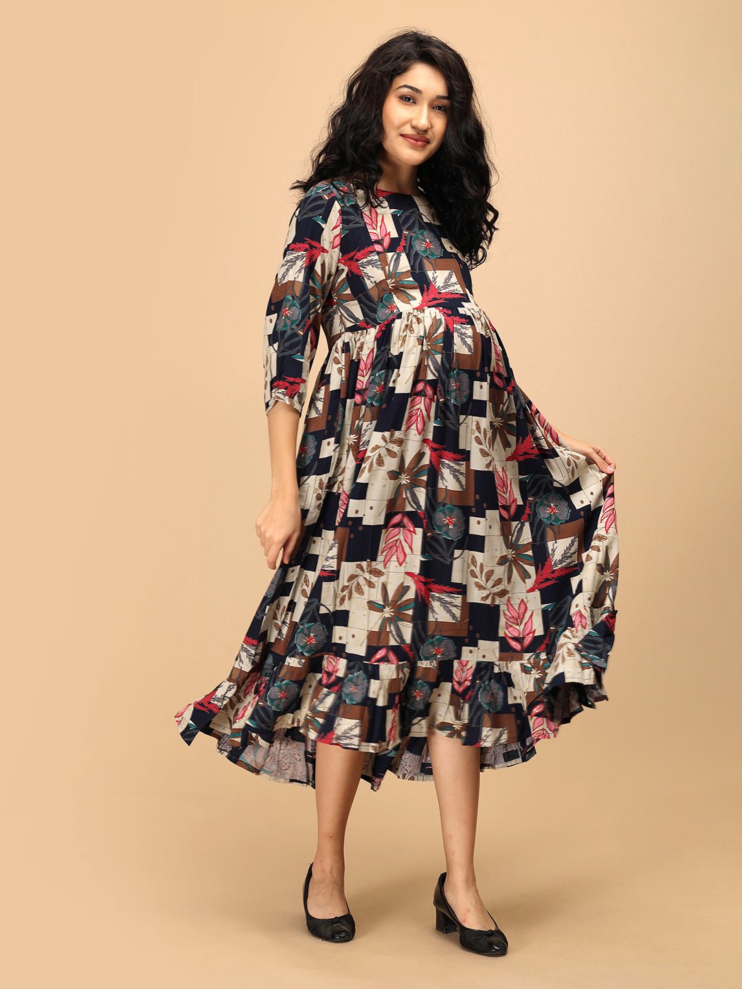 Muted Muse Maternity and Nursing Dress Multi