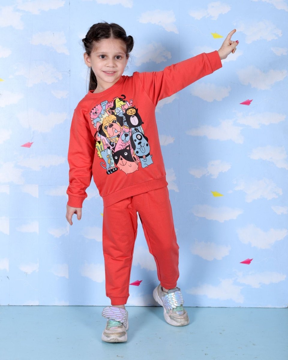 Red My Fur Buddies Jogger Set For Girls