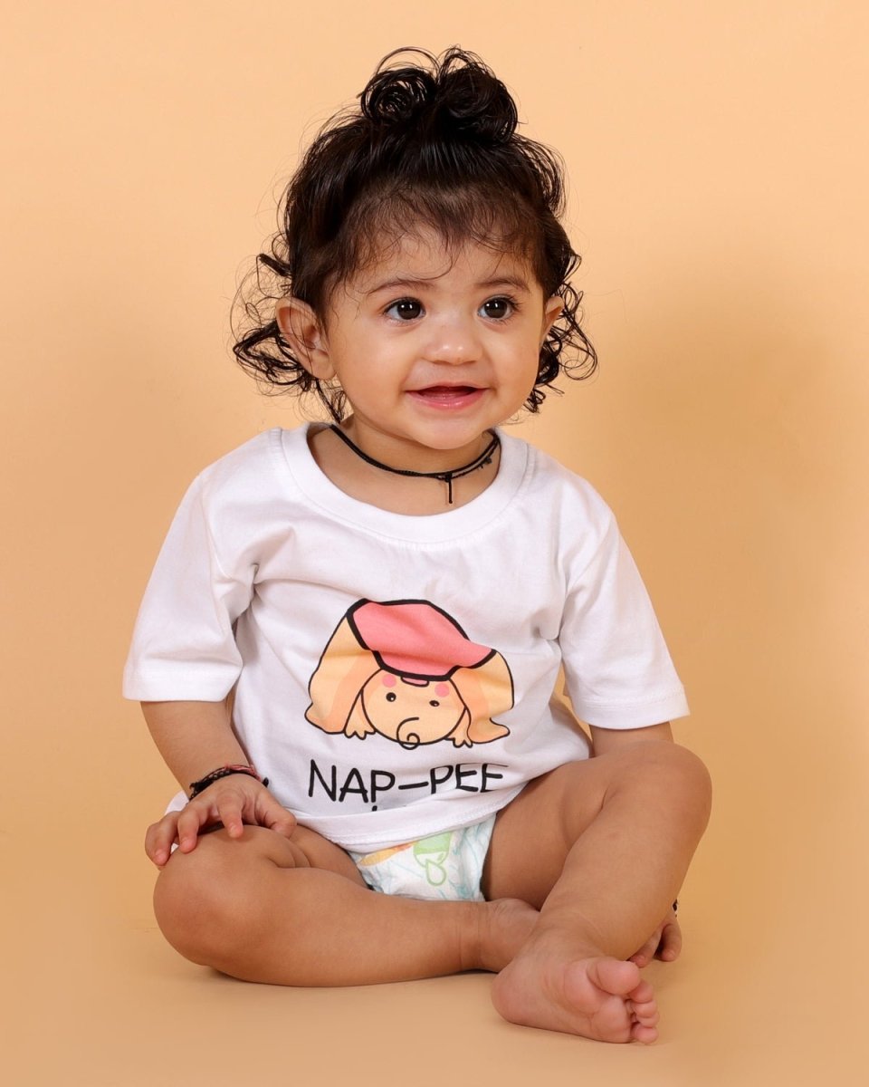 Nap Time White Cotton Matching Family T-Shirt Twinning Combo Of 2