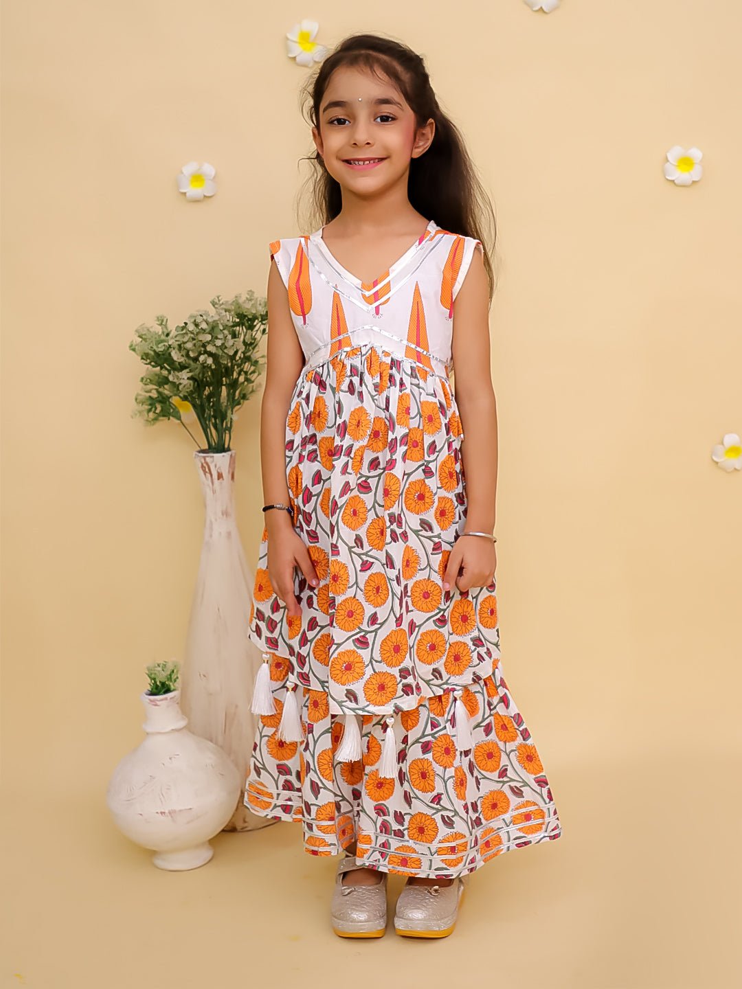 Narangi Girls Anarkali Sharara Set