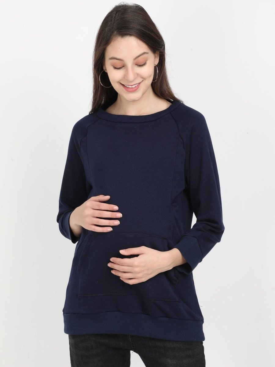 Navy Blue Maternity and Nursing Sweatshirt Navy