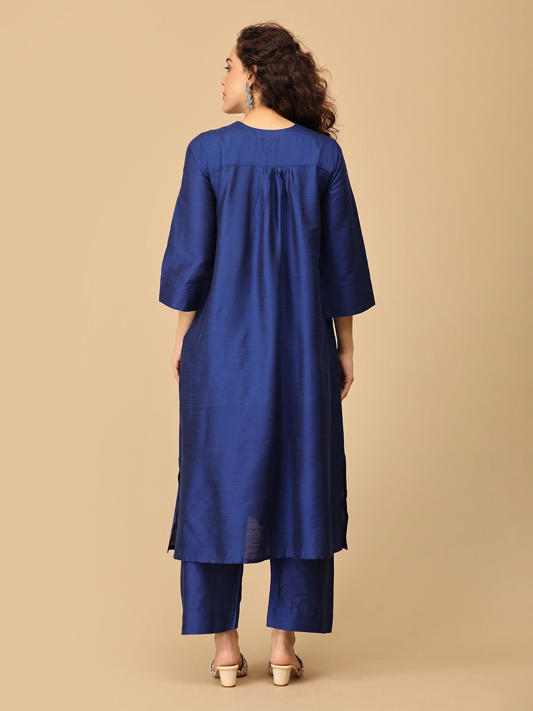 Neelam Ehsas Maternity and Nursing Silk Kurta Set Blue