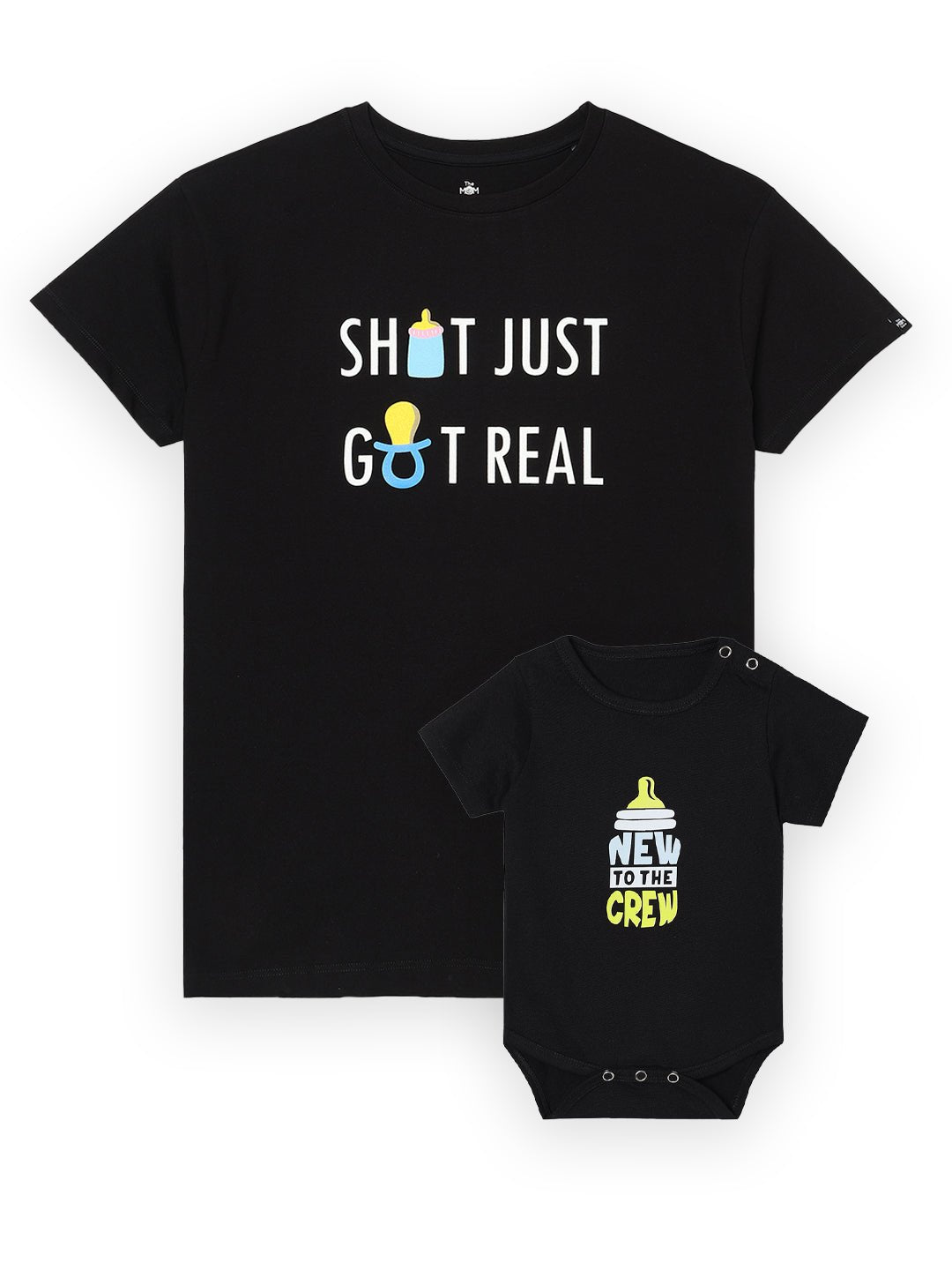 New To The Crew Mumma And Baby Twinning Combo Of 1 T-shirt And 1 Onesie