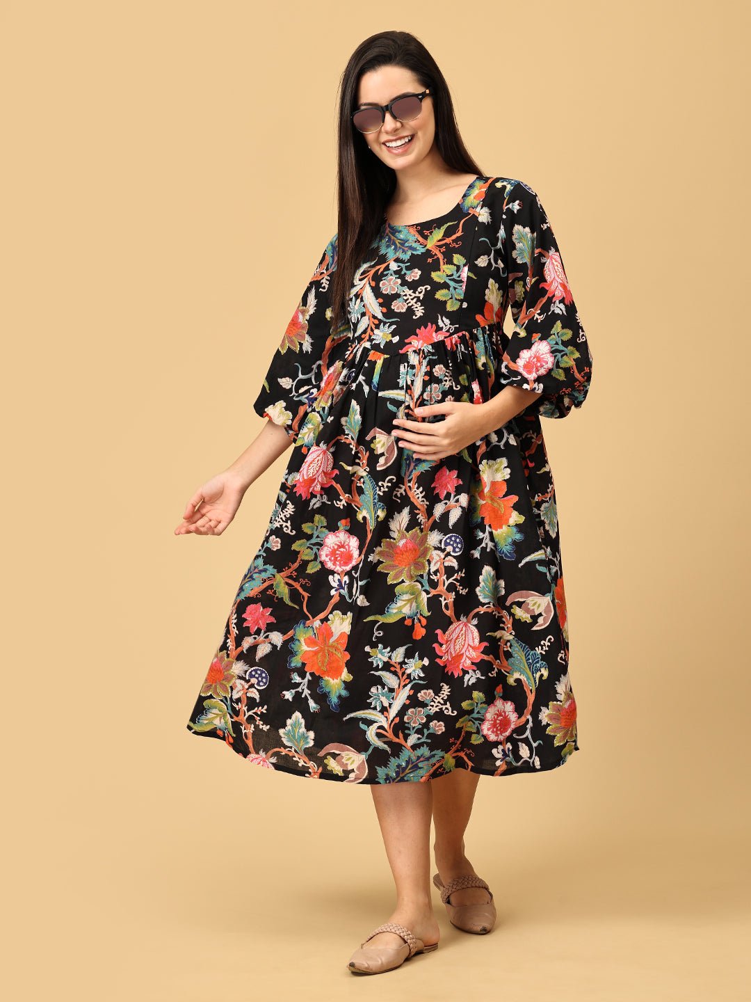 Nightshade Nectar Maternity and Nursing Dress Multi