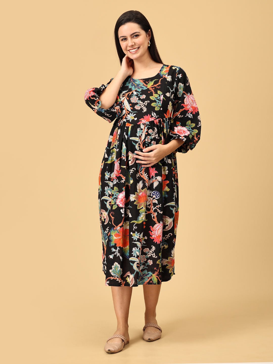 Nightshade Nectar Maternity and Nursing Dress Multi