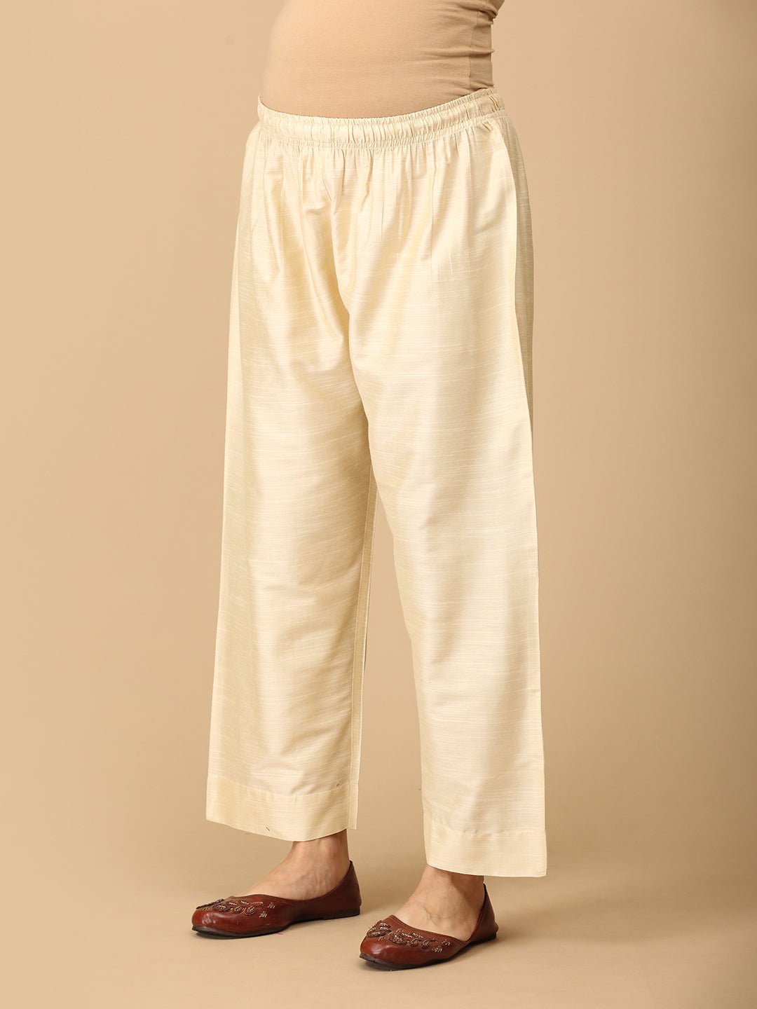 Noorlan Maternity and Nursing Silk Kurta Set Off White