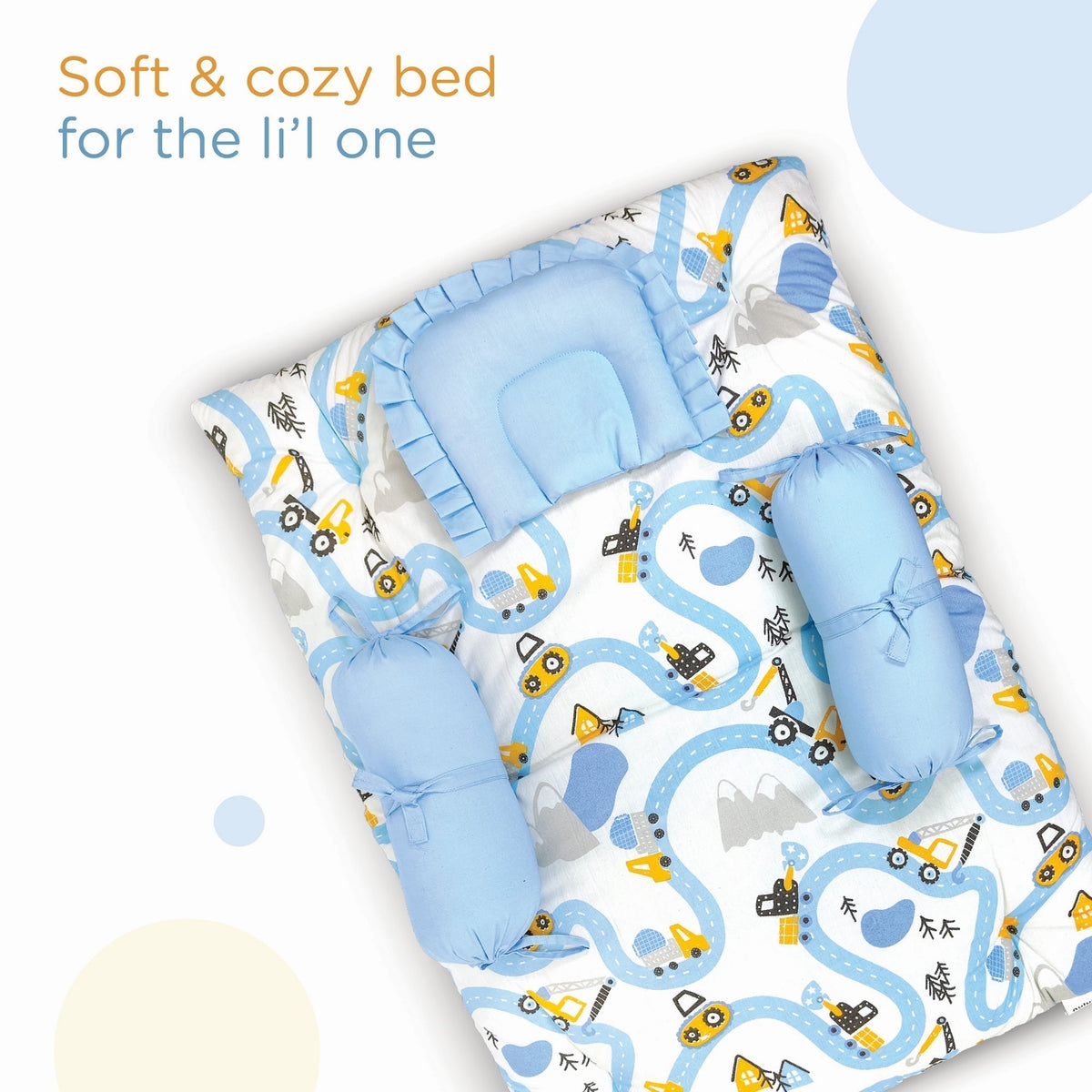 Transport Printed Cotton 4 Pcs Gadda Set For Babies