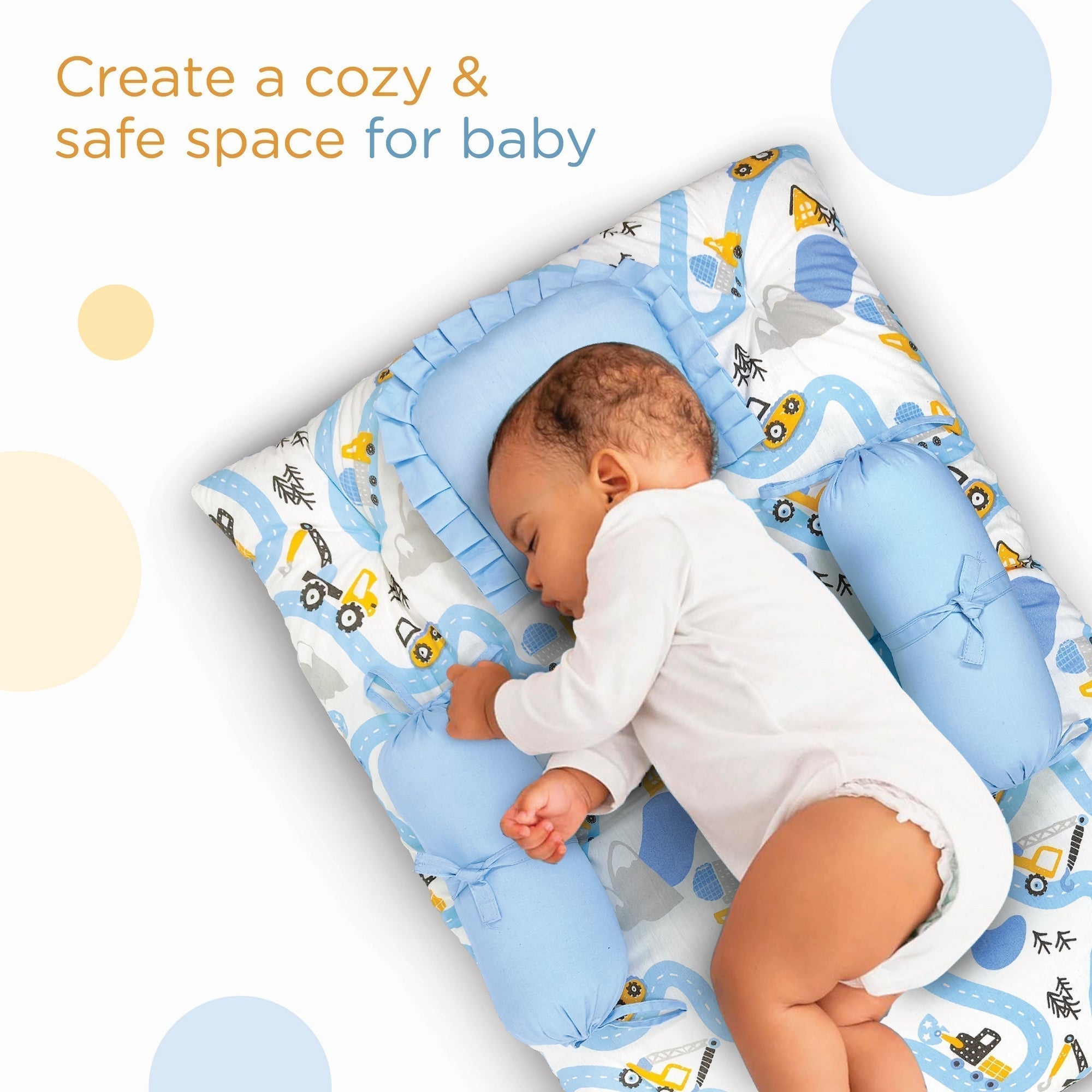 Transport Printed Cotton 4 Pcs Gadda Set For Babies