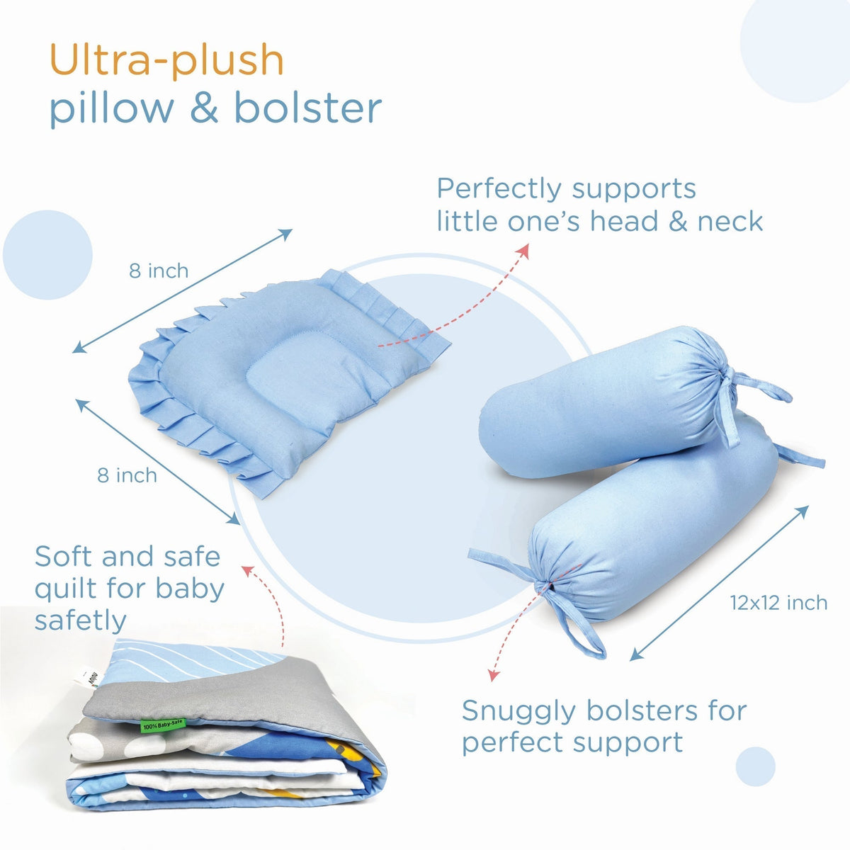 Transport 5 Piece Cotton Baby Bedding Gadda Set For Kids