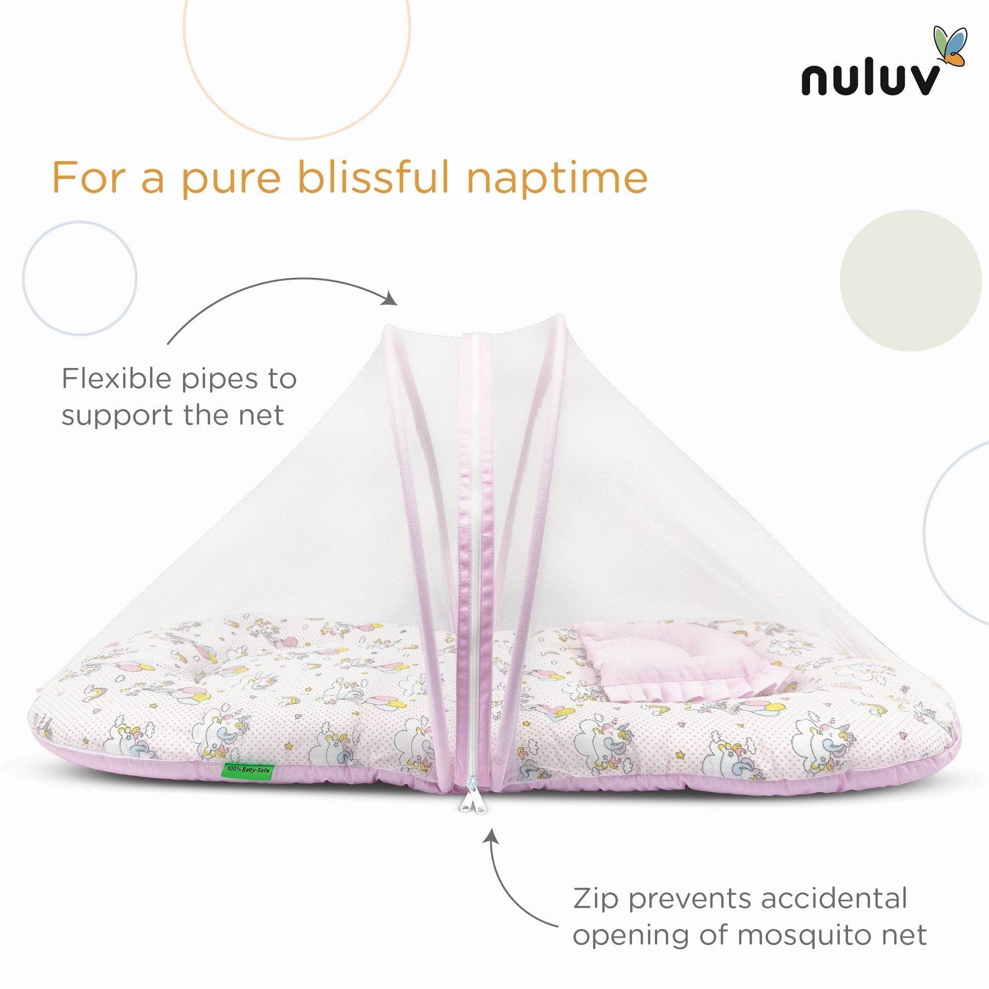 Unicorn Printed Cotton Mosquito Net Set For Babies