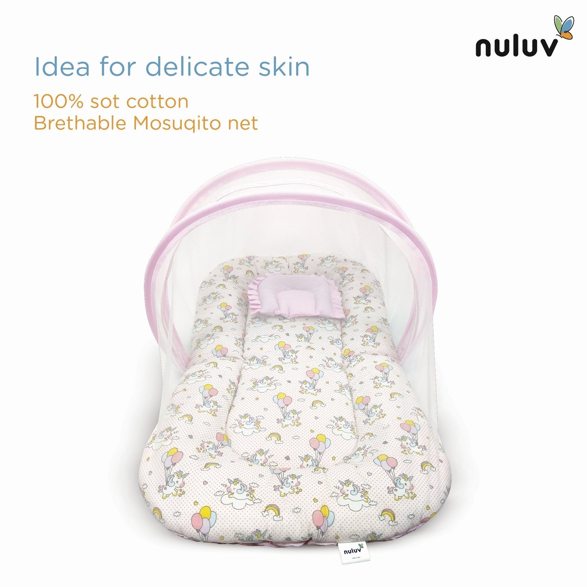 Unicorn Printed Cotton Mosquito Net Set For Babies