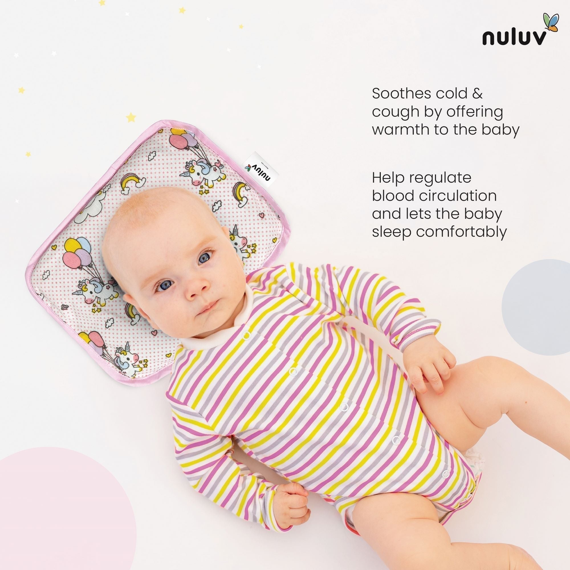 Unicorn Printed Cotton Rai Pillow For Babies