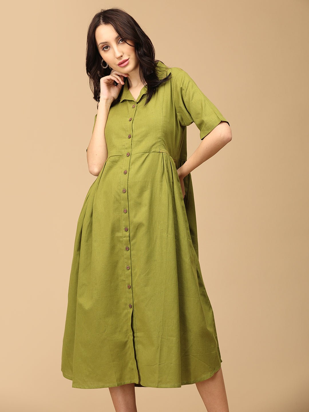 Olio Maternity and Nursing Dress Olive