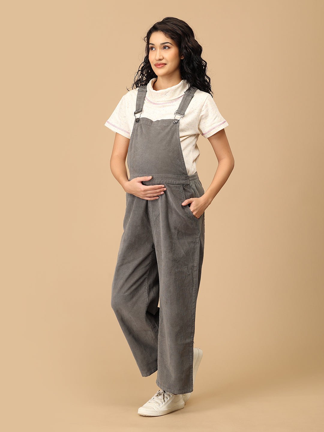 Olive Corduroy Maternity Dungaree Olive
