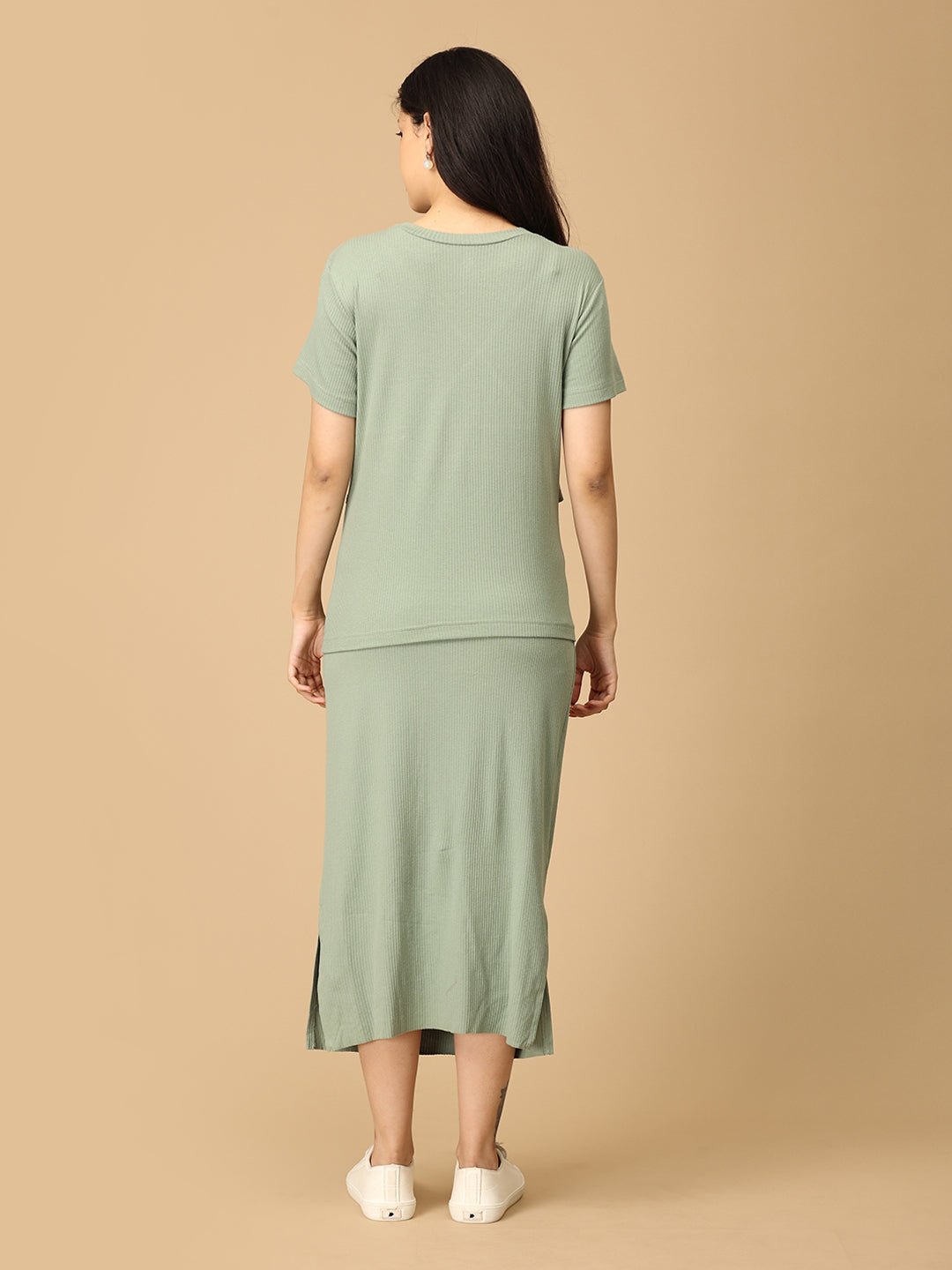 Olive the Trend Ribbed Maternity and Nursing Skirt Set Olive
