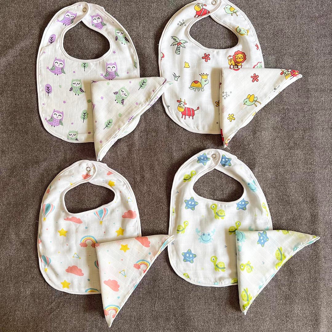 Oranges & Lemons 8 Pc Bamboo Muslin Bibs For Babies