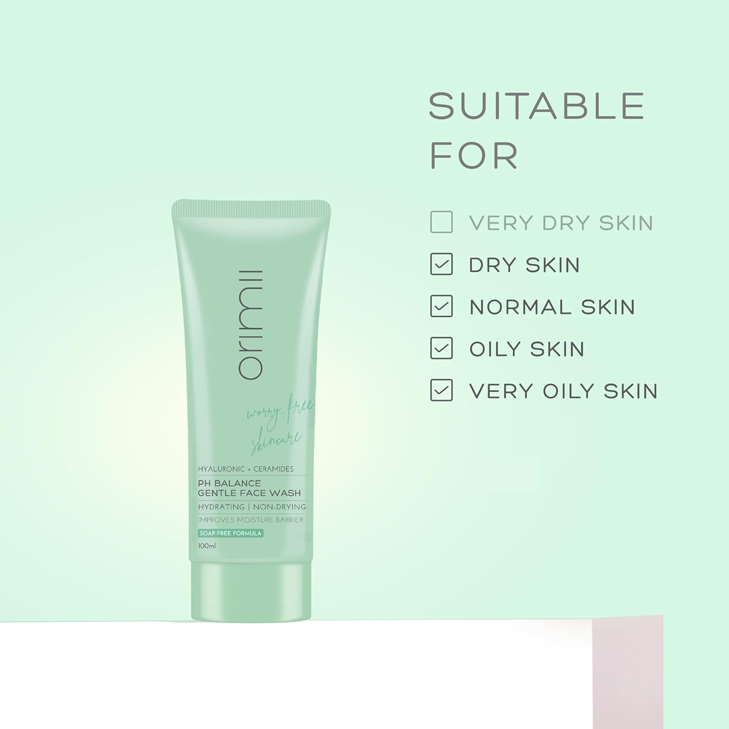 Orimii Face Wash Hydrating Gentle Ceramides pH Balanced Pregnancy Safe 3.38oz