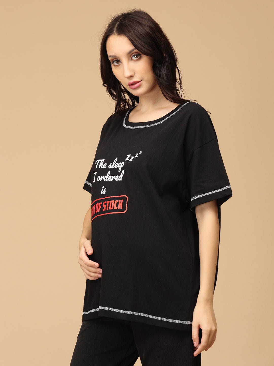 Out of Stock Oversized Maternity and Nursing T shirt Black