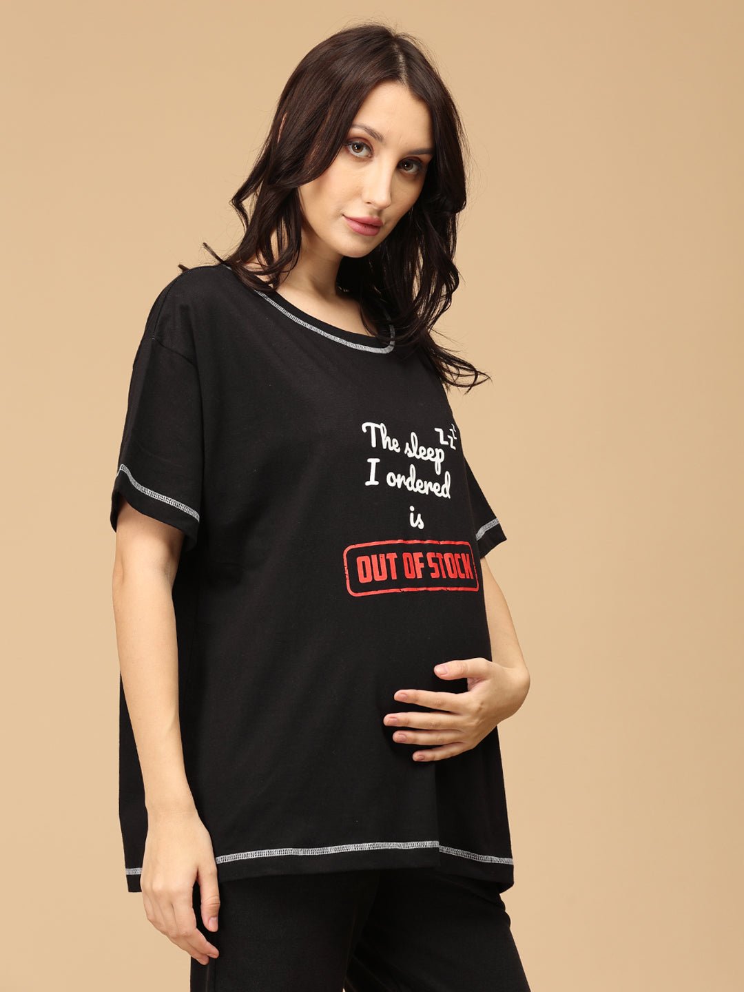 Out of Stock Oversized Maternity and Nursing T shirt Black